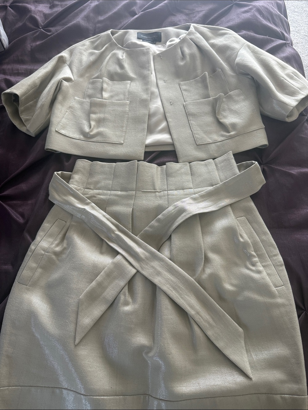 BCBGMaxAzria Olive Green Two-Piece Skirt Set